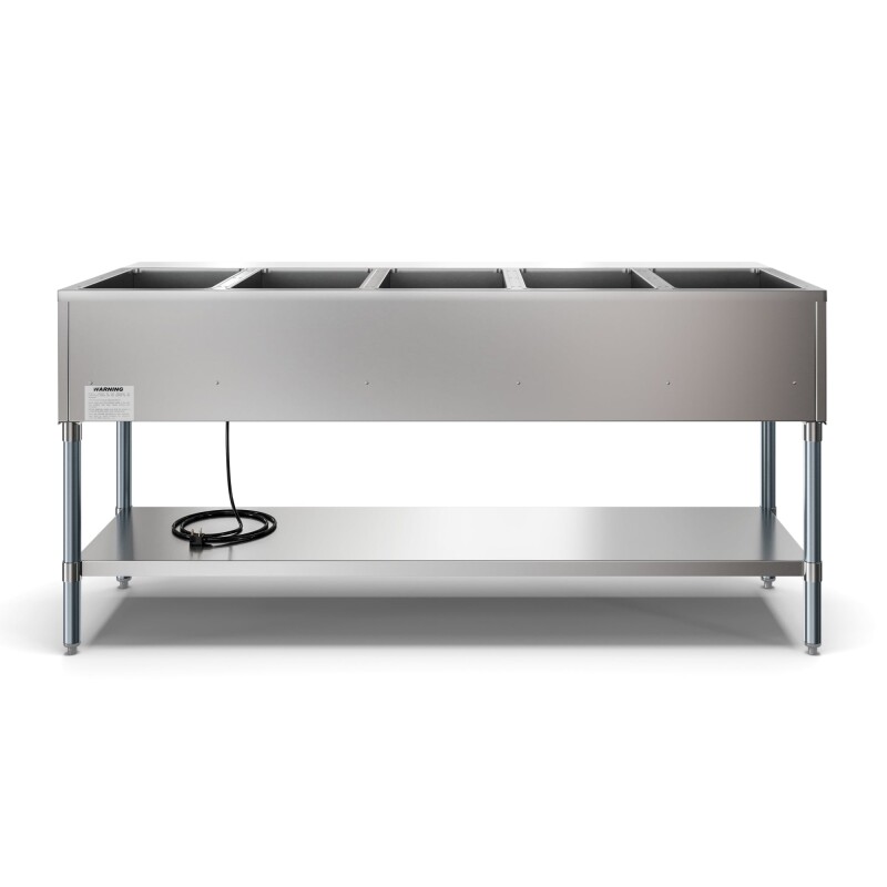 Five Pan Open Well Electric Steam Table with Undershelf, 240V KMOWS5, product image 2 of 9