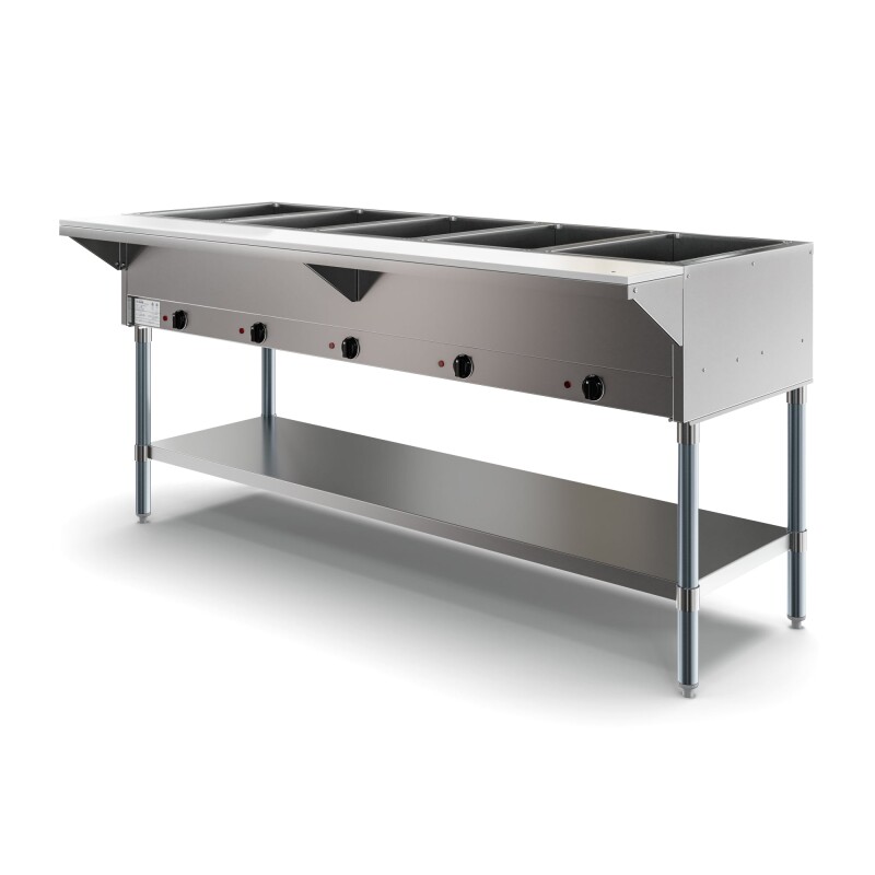 Five Pan Open Well Electric Steam Table with Undershelf, 240V KMOWS5, product image 3 of 9
