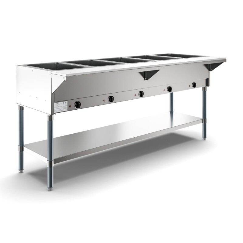 Five Pan Open Well Electric Steam Table with Undershelf, 240V KMOWS5, product image 4 of 9