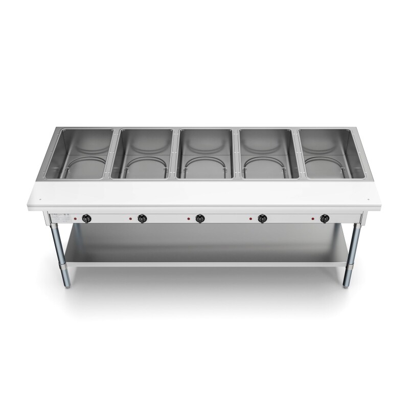 Five Pan Open Well Electric Steam Table with Undershelf, 240V KMOWS5, product image 5 of 9