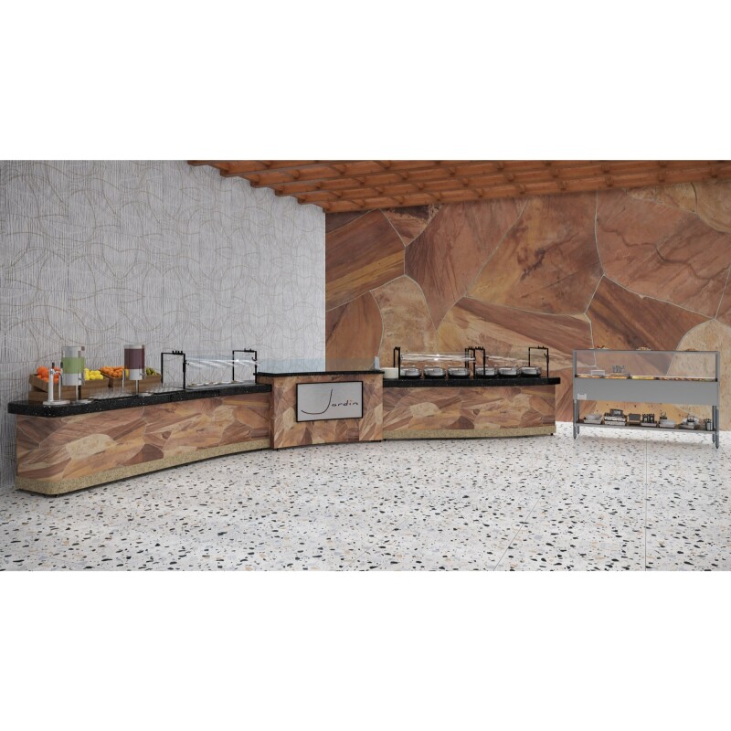 Five Pan Open Well Electric Steam Table with Undershelf and Sneeze-Guard, 240V KMOWS5SG, product image 9 of 9