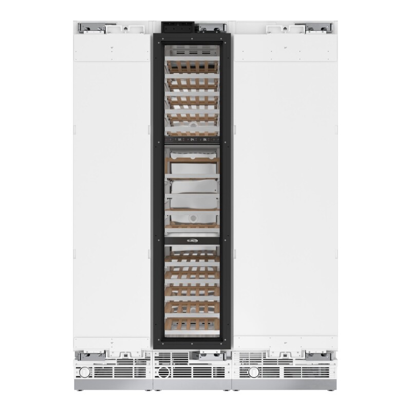 Reserve Panel Ready Column 24 in. Refrigerator, 18 in. Wine Cooler and 18 in. Freezer Combo with Water and Ice Dispenser, Wooden Shelves, ETL Listed, Energy Star KMPRCR24F18W
