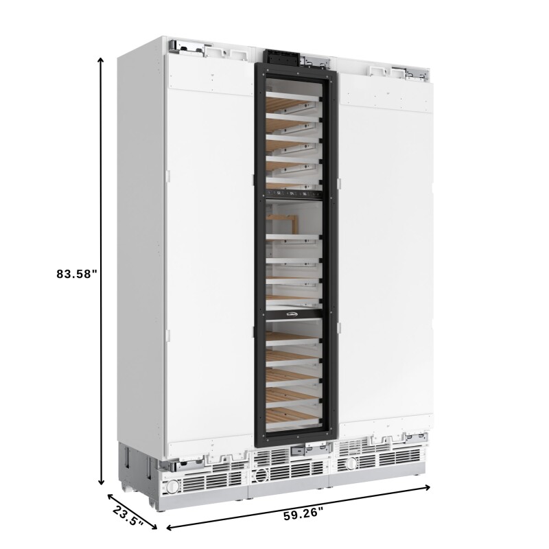 Reserve Panel Ready Column 24 in. Refrigerator, 18 in. Wine Cooler and 18 in. Freezer Combo with Water and Ice Dispenser, Wooden Shelves, ETL Listed, Energy Star KMPRCR24F18W, product image 2 of 13