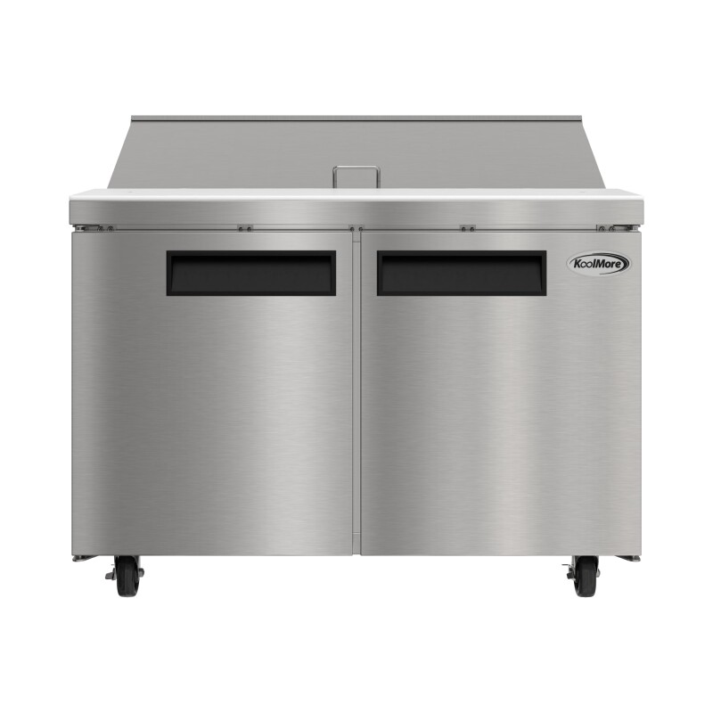 46 in. Commercial 2-Door Refrigeratd Salad and Sandwich Prep Table, 12 Pan Capacity and 14 Cu. Ft. of Storage in Stainless-Steel KMPTR462D