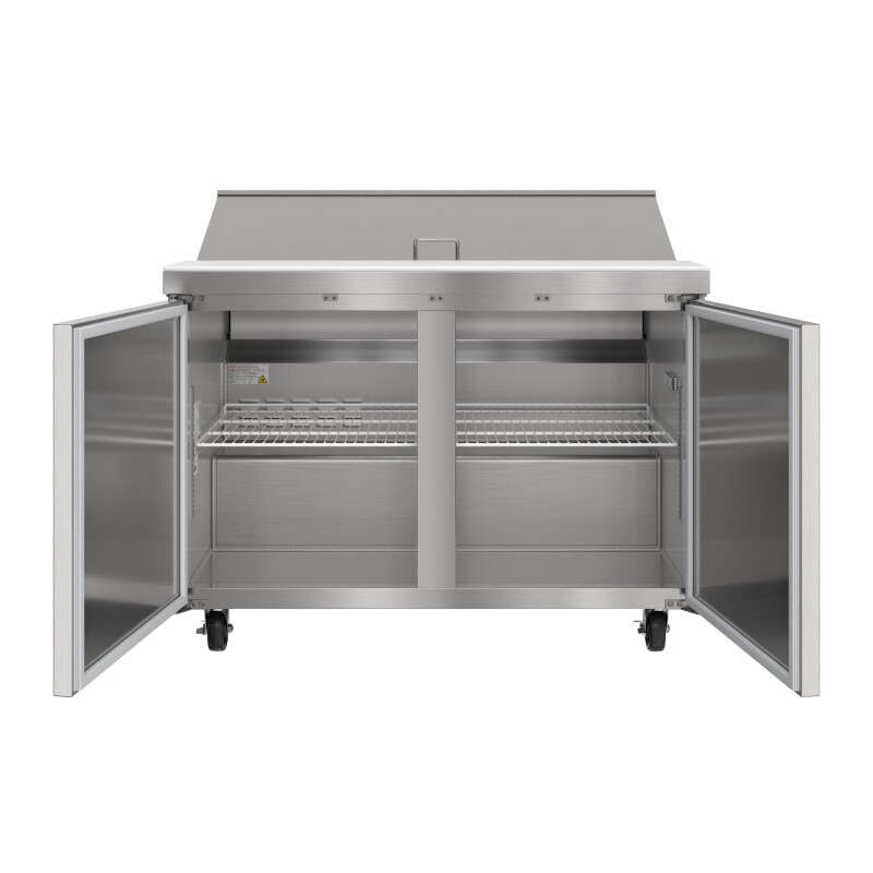 46 in. Commercial 2-Door Refrigeratd Salad and Sandwich Prep Table, 12 Pan Capacity and 14 Cu. Ft. of Storage in Stainless-Steel KMPTR462D, product image 8 of 13
