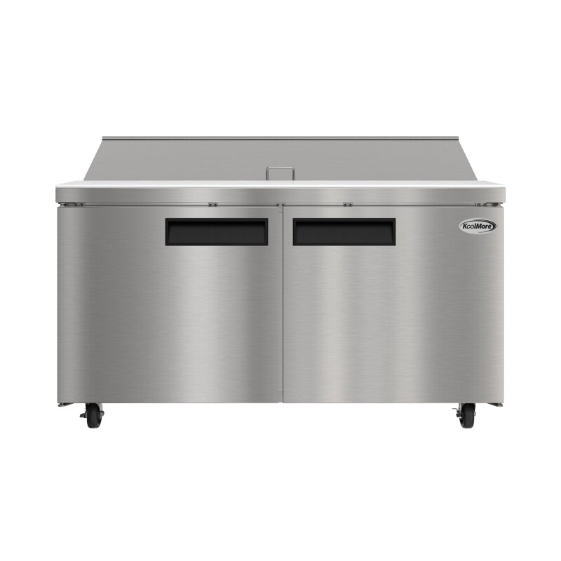 60 in. Commercial 2-Door Refrigerated Salad and Sandwich Prep Table, 16 Pan Capacity and 18.4 Cu. Ft. of Storage in Stainless-Steel KMPTR602D