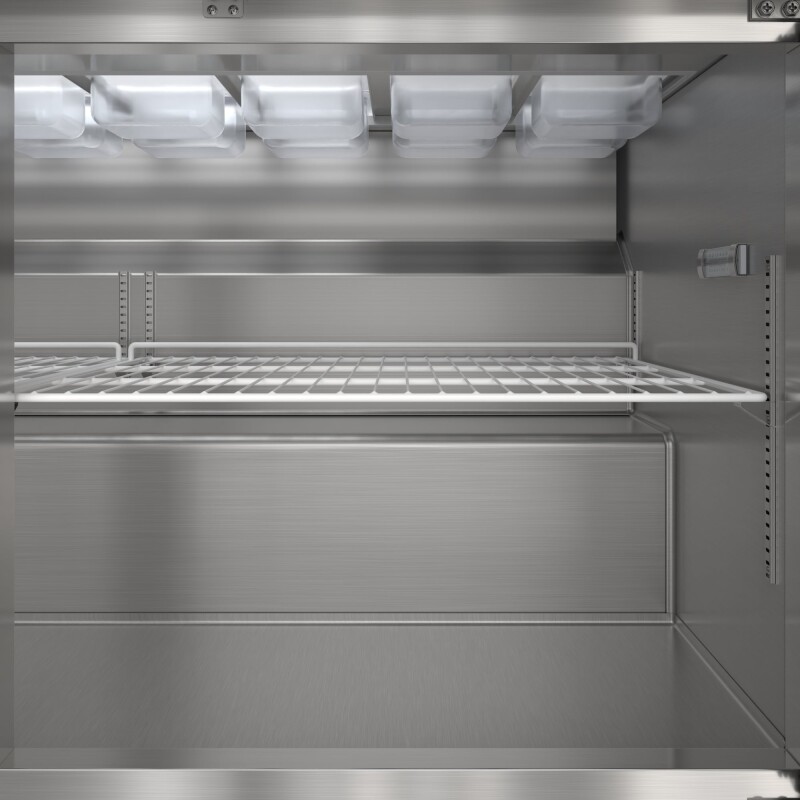 60 in. Commercial 2-Door Refrigerated Salad and Sandwich Prep Table, 16 Pan Capacity and 18.4 Cu. Ft. of Storage in Stainless-Steel KMPTR602D, product image 9 of 13