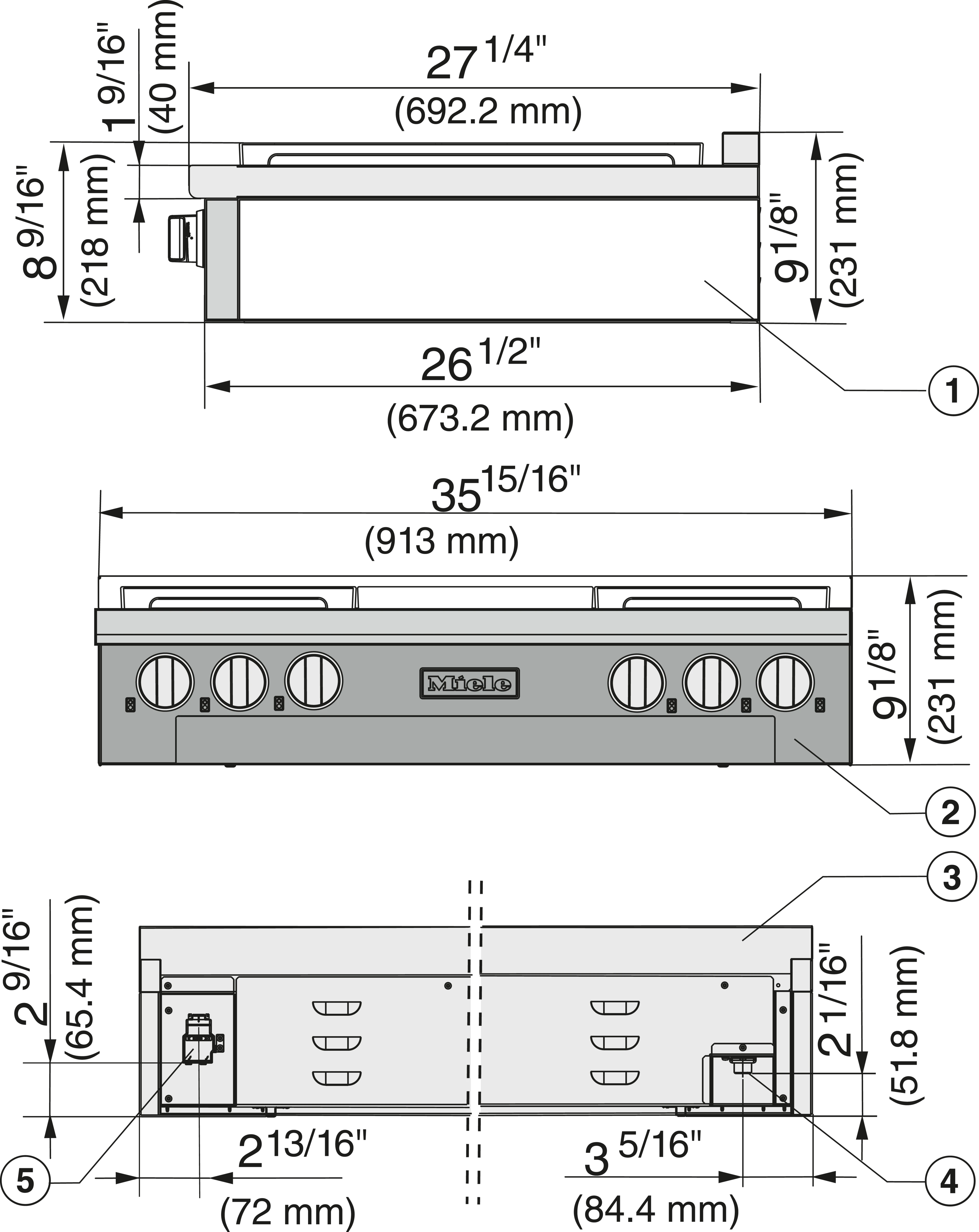 36" Rangetop 6 Burner Nat Gas DirectSelect KMR11343G