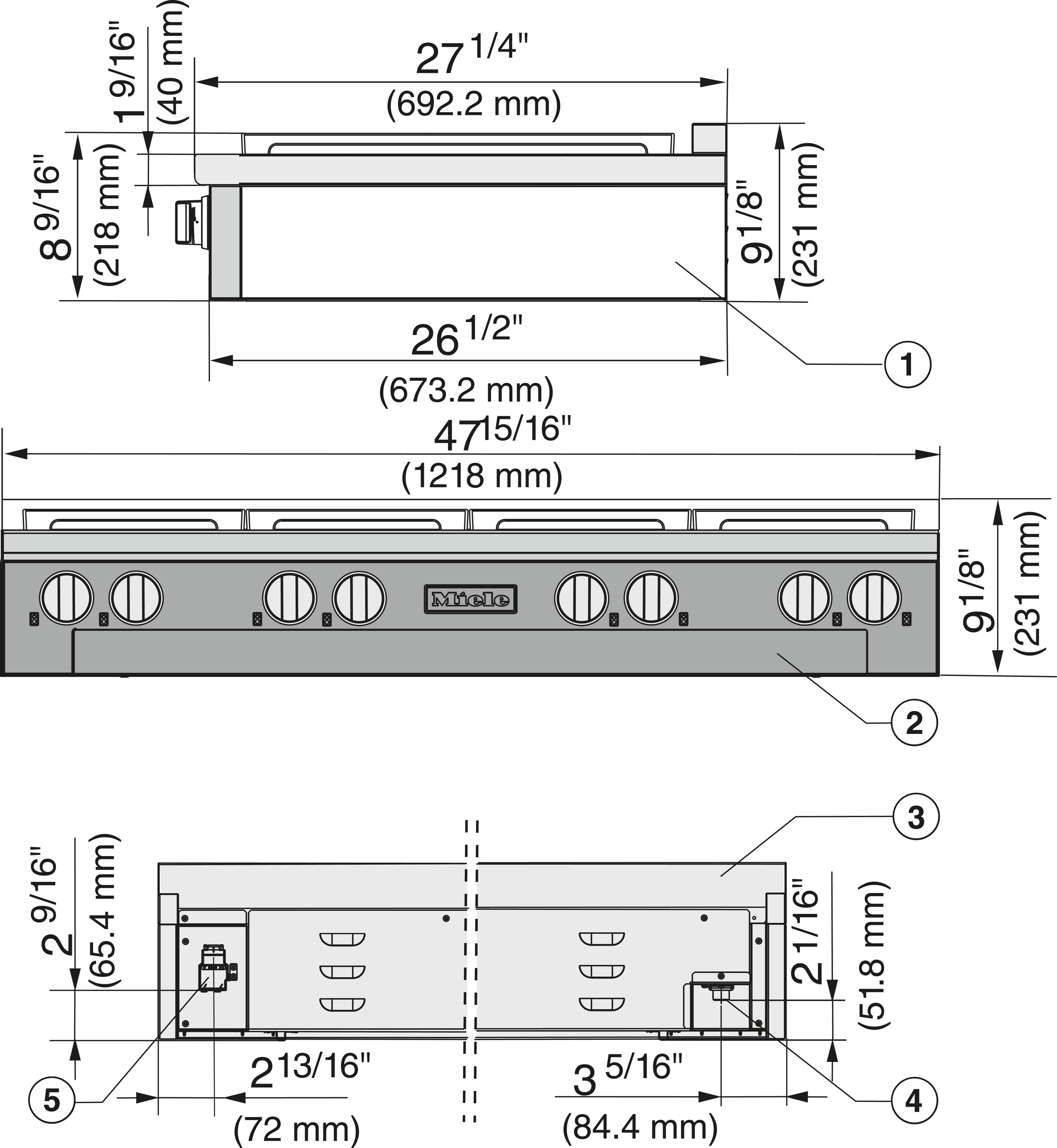 48" Rangetop 6 Burner/Grill Nat Gas DirectSelect KMR13553GGR