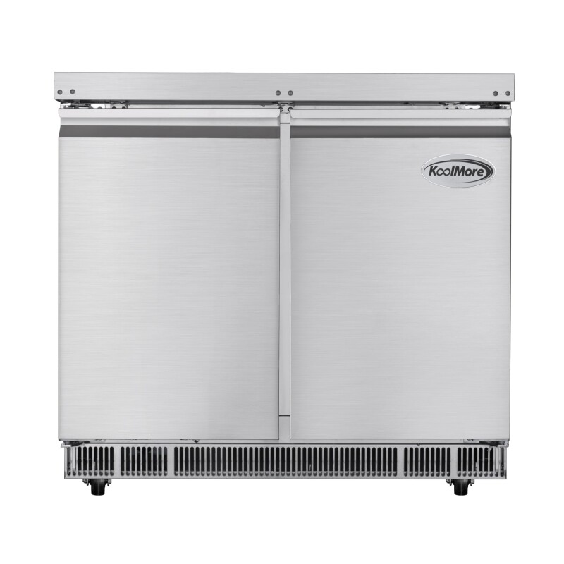 36 in. Commercial Refrigerated Prep Station Cold Table, Stainless-Steel Refrigerator with 6-PanNot Included with Cover Capacity and Two Adjustable Shelves KMRBT36C