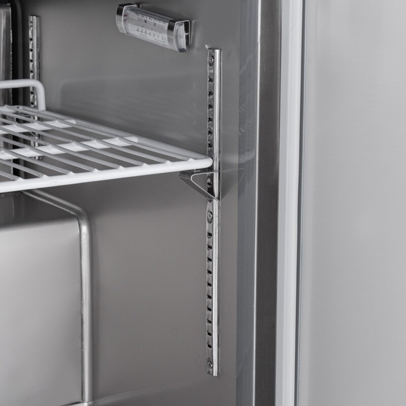 48 in. Commercial Refrigerated Prep Station Cold Table, Stainless-Steel Refrigerator with 9-PanNot Included Capacity with Cover and Two Adjustable Shelves, ETL Listed KMRBT48C, product image 8 of 11