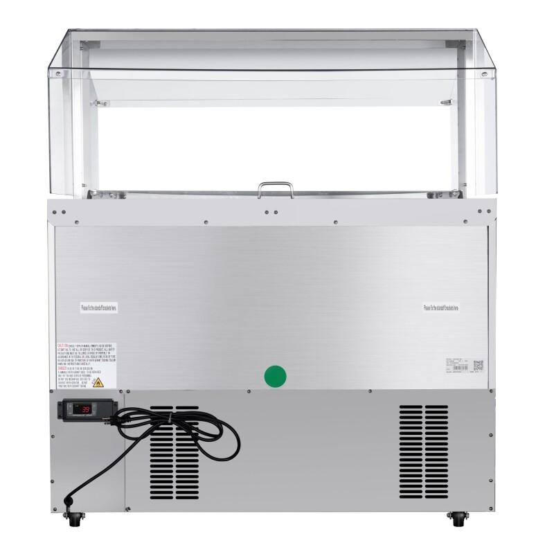 48 in. Commercial Refrigerated Prep Station with Sneeze Guard and Buffet Slide, 9-Pan CapacityNot Included with Covers and Two Adjustable Shelves in Stainless-Steel, ETL Listed KMRBT48CSFG, product image 9 of 9