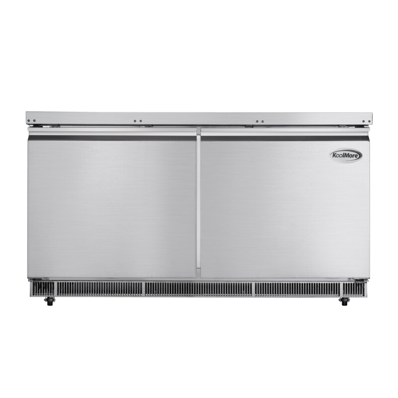 60 in. Commercial Refrigerated Prep Station Cold Table, Stainless-Steel Refrigerator with 12-PanNot Included Capacity with Cover and Two Adjustable Shelves, ETL Listed KMRBT60C