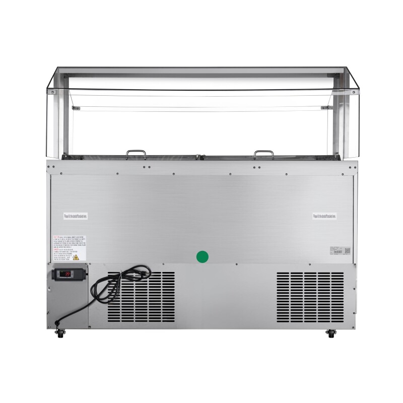 60 in. Commercial Refrigerated Prep Station with Sneeze Guard and Buffet Slide, 12-PanNot Included Capacity with Covers and Two Adjustable Shelves in Stainless-Steel, ETL Listed KMRBT60CSFG, product image 9 of 9