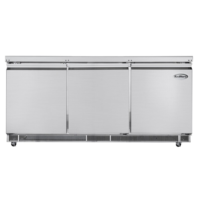 72 in. Commercial Refrigerated Prep Station Cold Table, Stainless-Steel Refrigerator with 15-PanNot Included Capacity with Cover and Three Adjustable Shelves, ETL Listed KMRBT72C