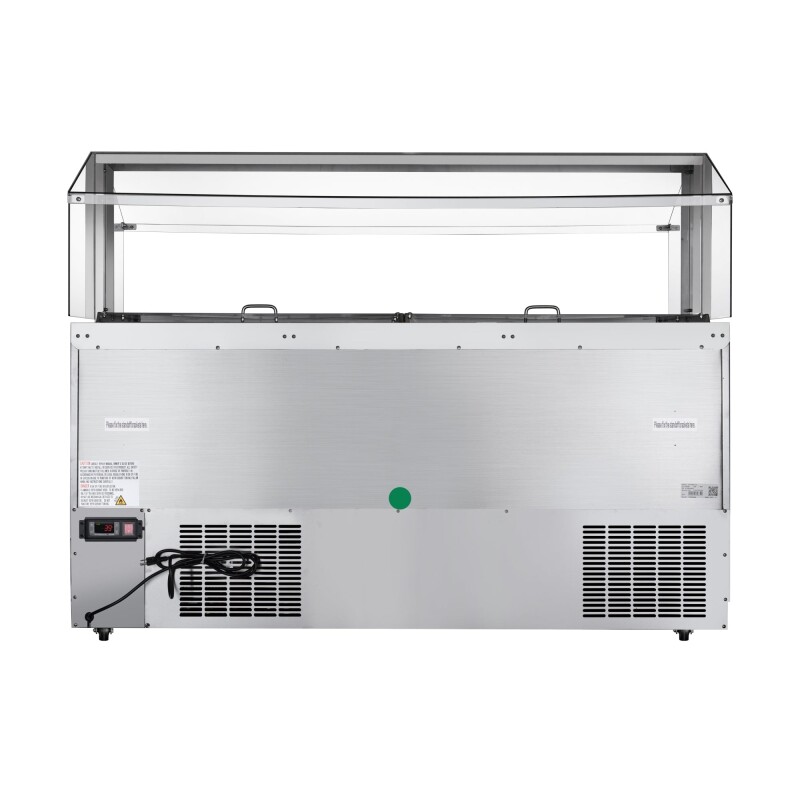 72 in. Commercial Refrigerated Prep Station with Sneeze Guard and Buffet Slide, 15-PanNot Included Capacity and Three Adjustable Shelves in Stainless-Steel, ETL Listed KMRBT72CSFG, product image 9 of 9