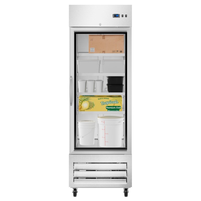 27 in. Commercial One Glass Door Convertible Reach-In Refrigerator/Freezer with 23 Cu. Ft. Capacity in Stainless Steel, ETL Listed KMRIC1DGD