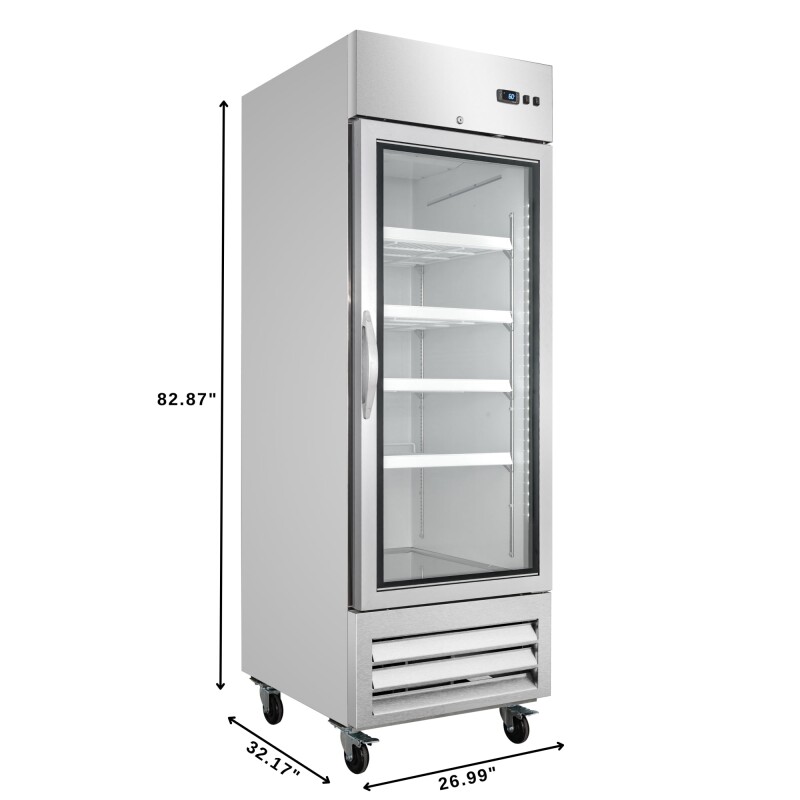 27 in. Commercial One Glass Door Convertible Reach-In Refrigerator/Freezer with 23 Cu. Ft. Capacity in Stainless Steel, ETL Listed KMRIC1DGD, product image 3 of 13