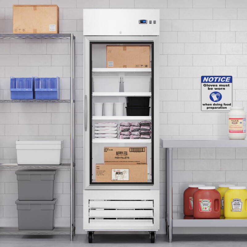 27 in. Commercial One Glass Door Convertible Reach-In Refrigerator/Freezer with 23 Cu. Ft. Capacity in Stainless Steel, ETL Listed KMRIC1DGD, product image 4 of 13
