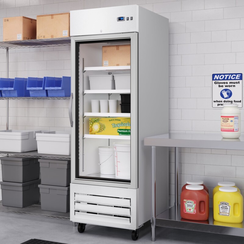 27 in. Commercial One Glass Door Convertible Reach-In Refrigerator/Freezer with 23 Cu. Ft. Capacity in Stainless Steel, ETL Listed KMRIC1DGD, product image 5 of 13