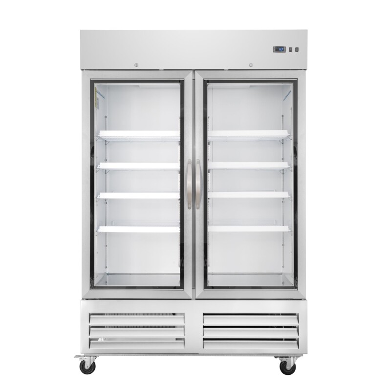54 in. Commercial Two Glass Door Convertible Reach-In Refrigerator/Freezer with 49 Cu. Ft. Capacity in Stainless Steel, ETL Listed KMRIC2DGD