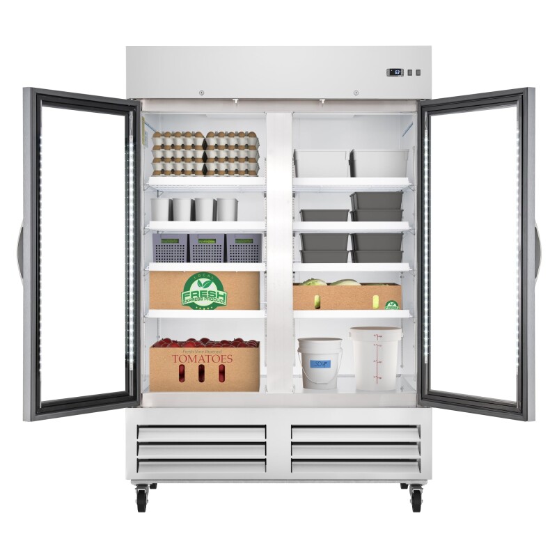 54 in. Commercial Two Glass Door Convertible Reach-In Refrigerator/Freezer with 49 Cu. Ft. Capacity in Stainless Steel, ETL Listed KMRIC2DGD, product image 2 of 13