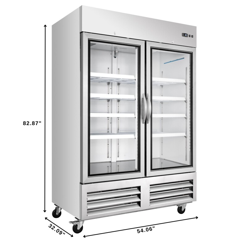 54 in. Commercial Two Glass Door Convertible Reach-In Refrigerator/Freezer with 49 Cu. Ft. Capacity in Stainless Steel, ETL Listed KMRIC2DGD, product image 3 of 13