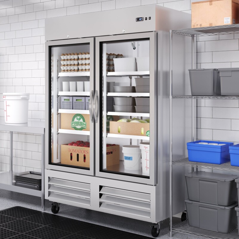 54 in. Commercial Two Glass Door Convertible Reach-In Refrigerator/Freezer with 49 Cu. Ft. Capacity in Stainless Steel, ETL Listed KMRIC2DGD, product image 5 of 13