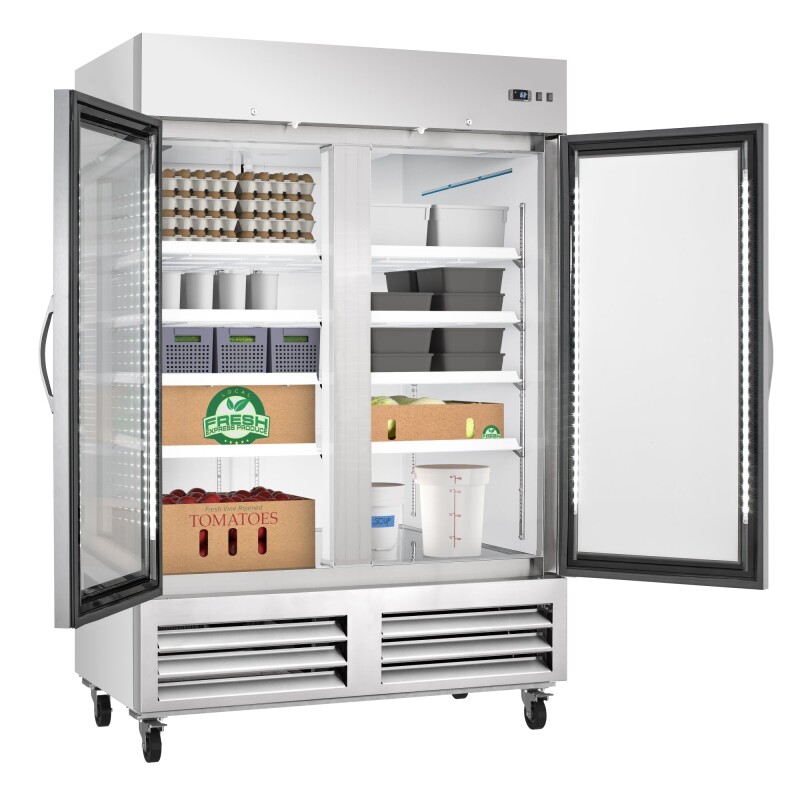 54 in. Commercial Two Glass Door Convertible Reach-In Refrigerator/Freezer with 49 Cu. Ft. Capacity in Stainless Steel, ETL Listed KMRIC2DGD, product image 6 of 13