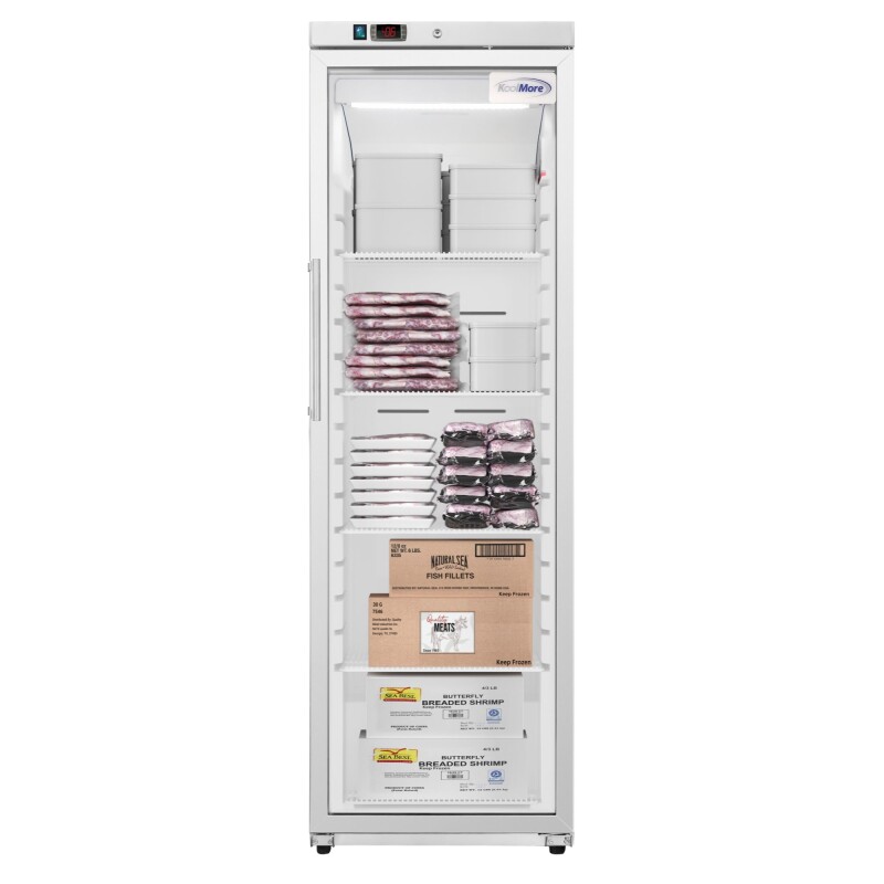 24 in. 12 cu. ft. Commercial Auto Defrost Glass Door Reach-In Freezer in White KMRIF1GD12CA