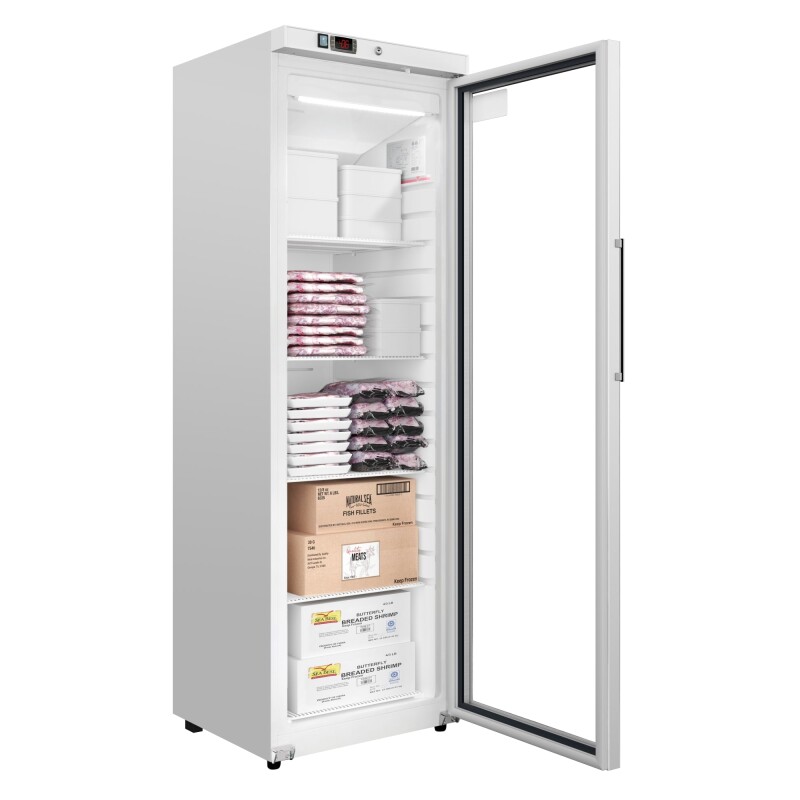 24 in. 12 cu. ft. Commercial Auto Defrost Glass Door Reach-In Freezer in White KMRIF1GD12CA