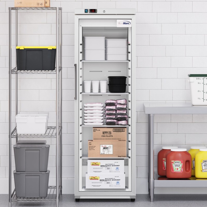 24 in. 12 cu. ft. Commercial Auto Defrost Glass Door Reach-In Freezer in White KMRIF1GD12CA
