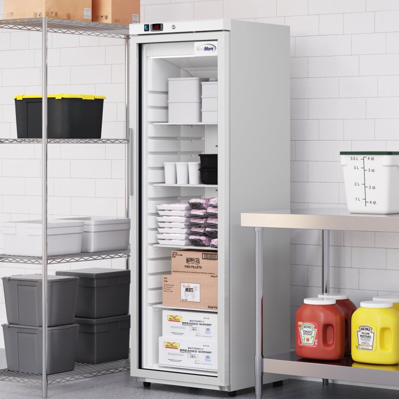 24 in. 12 cu. ft. Commercial Auto Defrost Glass Door Reach-In Freezer in White KMRIF1GD12CA