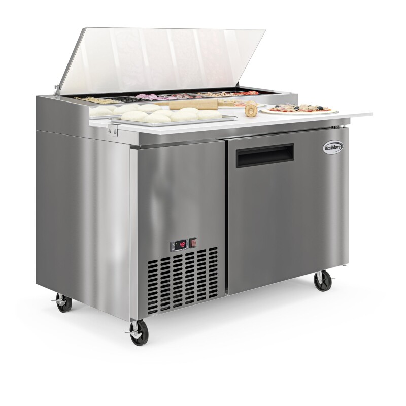 50 in. One Door Commercial Pizza Prep Refrigerator in Stainless-Steel KMRPPS1DSS