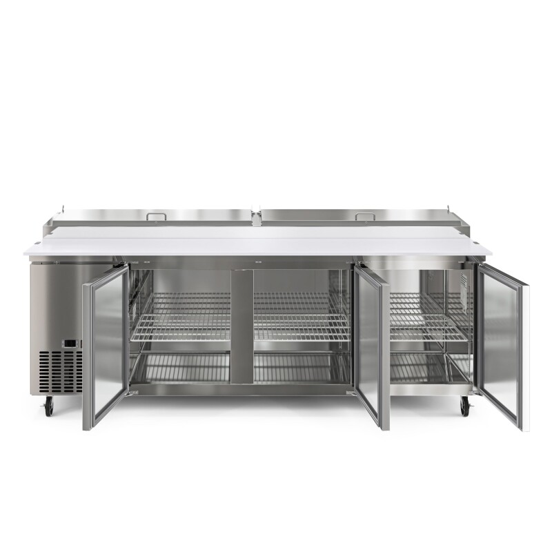 92 In. Three Door Commercial Pizza Prep Refrigerator in Stainless-Steel KMRPPS3DSS, product image 3 of 12