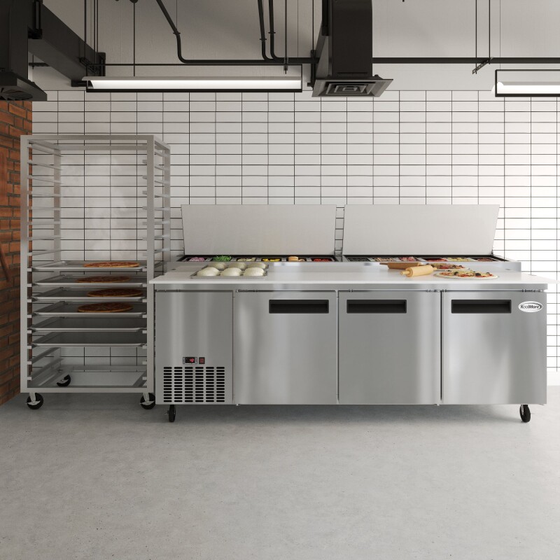 92 In. Three Door Commercial Pizza Prep Refrigerator in Stainless-Steel KMRPPS3DSS, product image 12 of 12