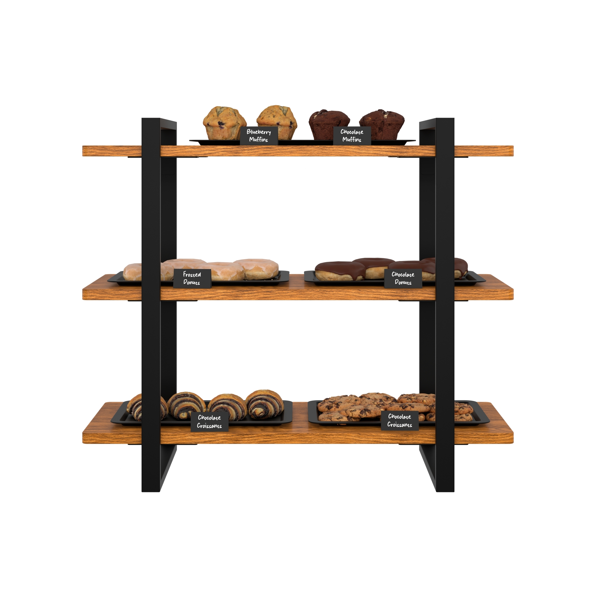 28 in. 3 Tiered Supermarket Wooden Display Rack KMSDW3ROP