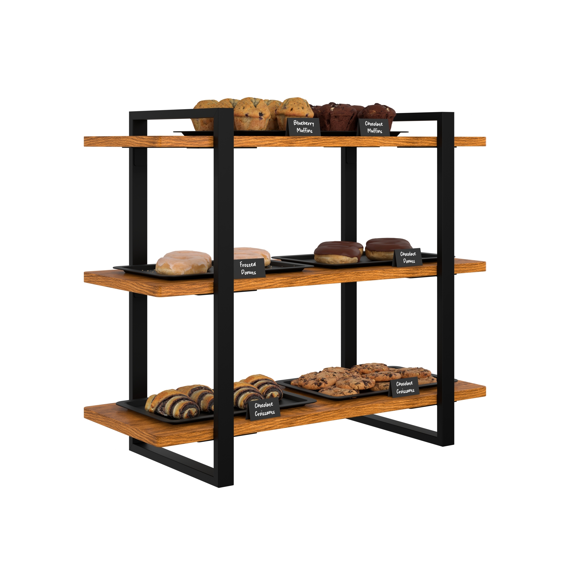 28 in. 3 Tiered Supermarket Wooden Display Rack KMSDW3ROP, product image 5 of 9