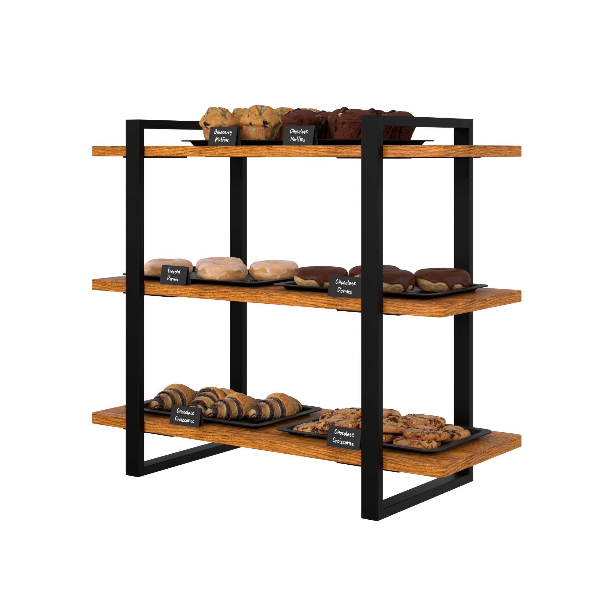 28 in. 3 Tiered Supermarket Wooden Display Rack KMSDW3ROP, product image 6 of 9