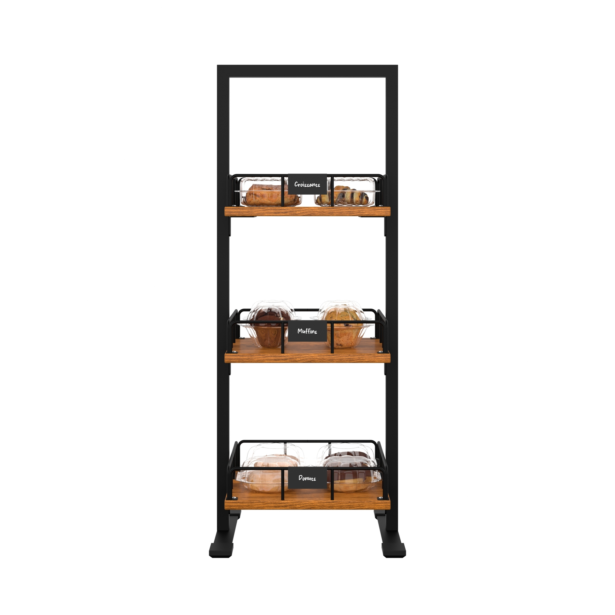 12 in. Wooden 3 Tiered Bakery, Supermarket or Cafe Display Case KMSDW3SOP