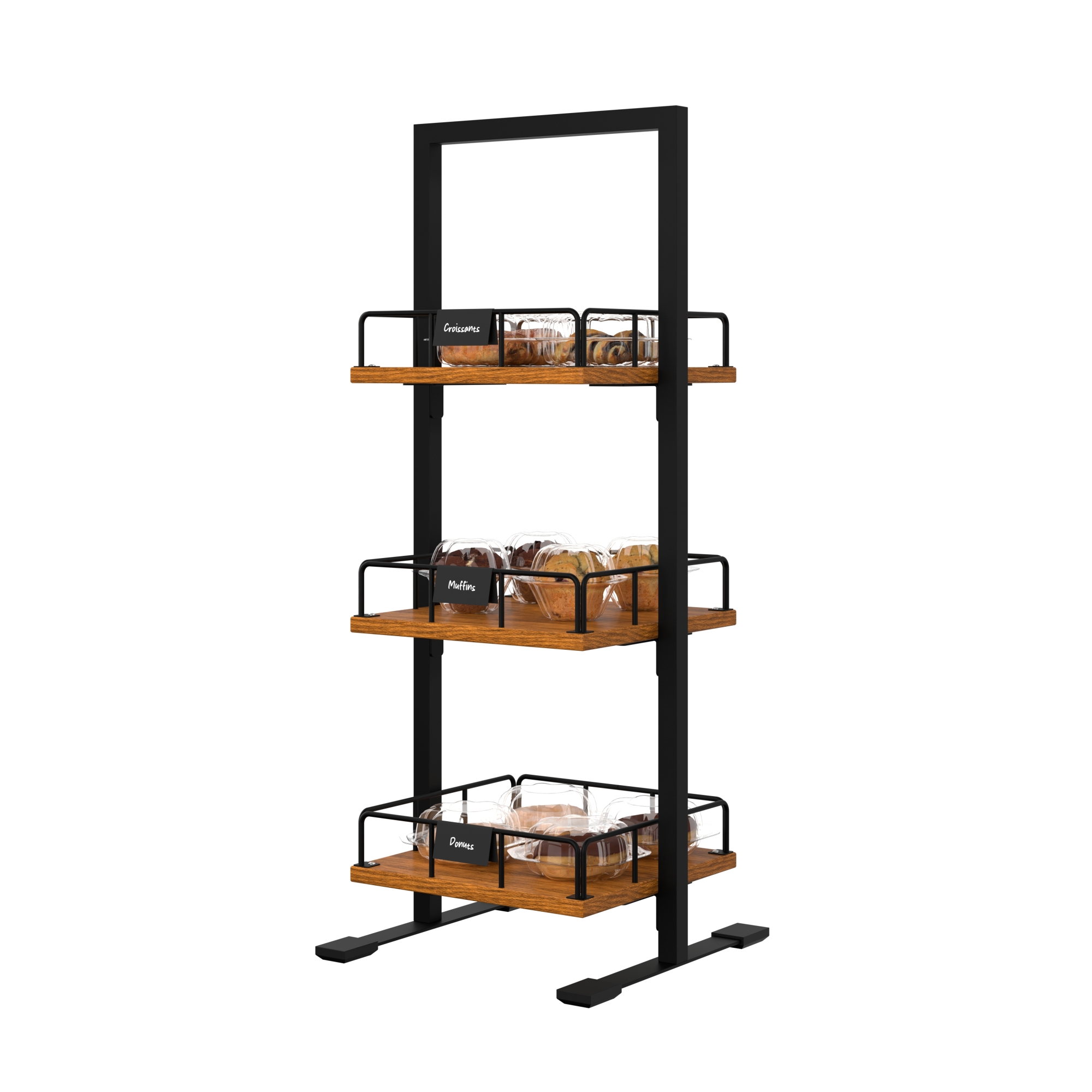 12 in. Wooden 3 Tiered Bakery, Supermarket or Cafe Display Case KMSDW3SOP, product image 6 of 9