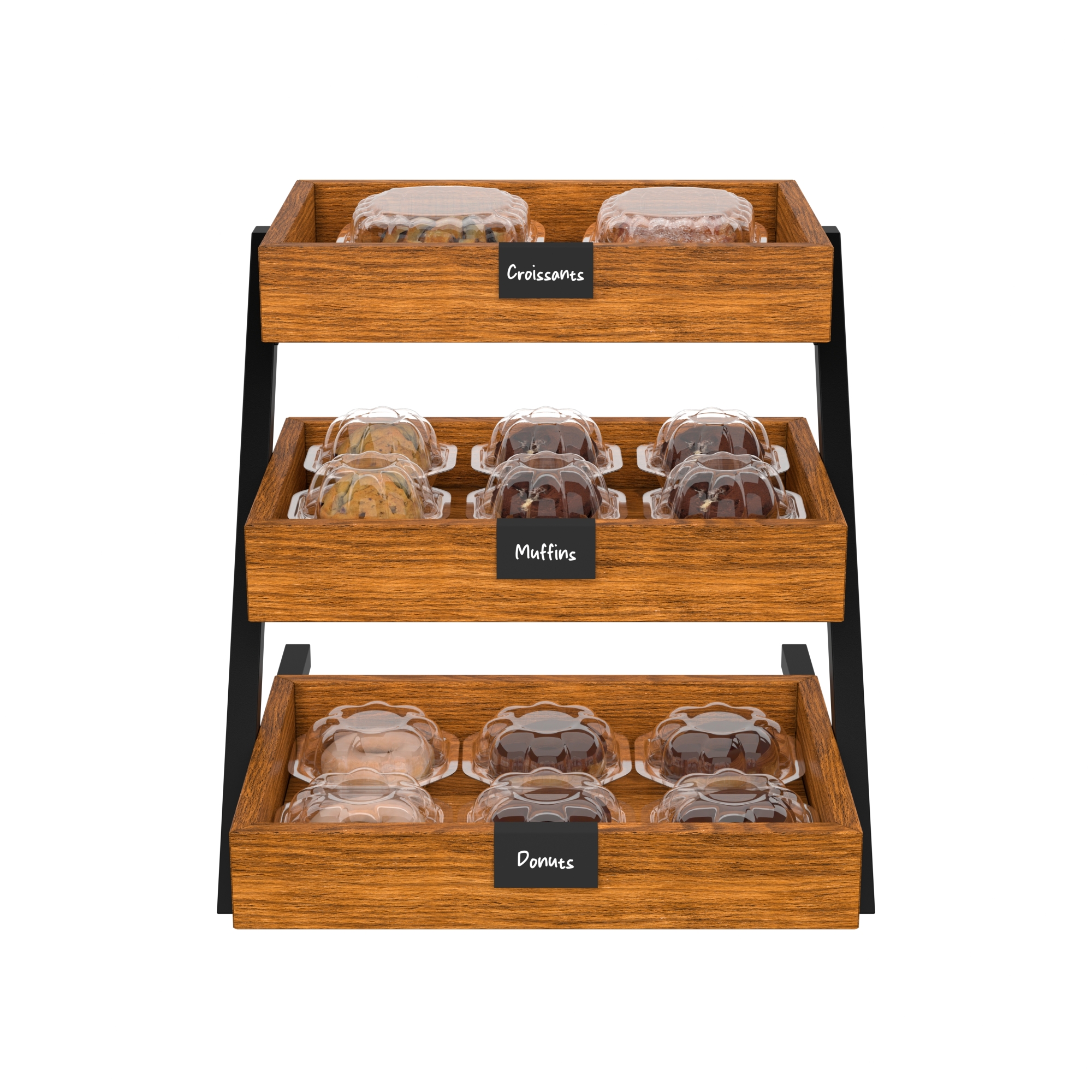 16.5 in. 3 Tiered Wooden Staircase Display Case KMSDW3ST