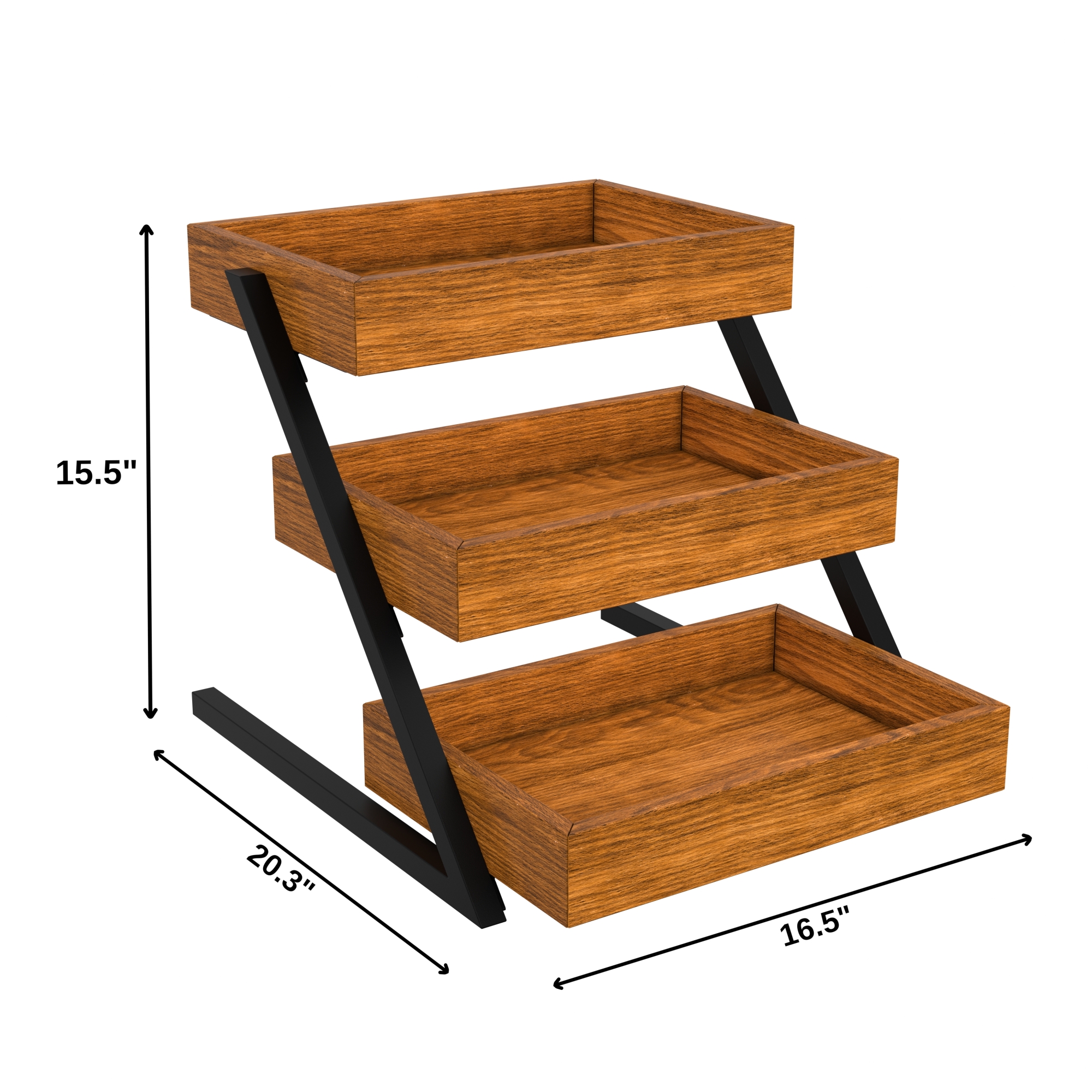 16.5 in. 3 Tiered Wooden Staircase Display Case KMSDW3ST, product image 2 of 9