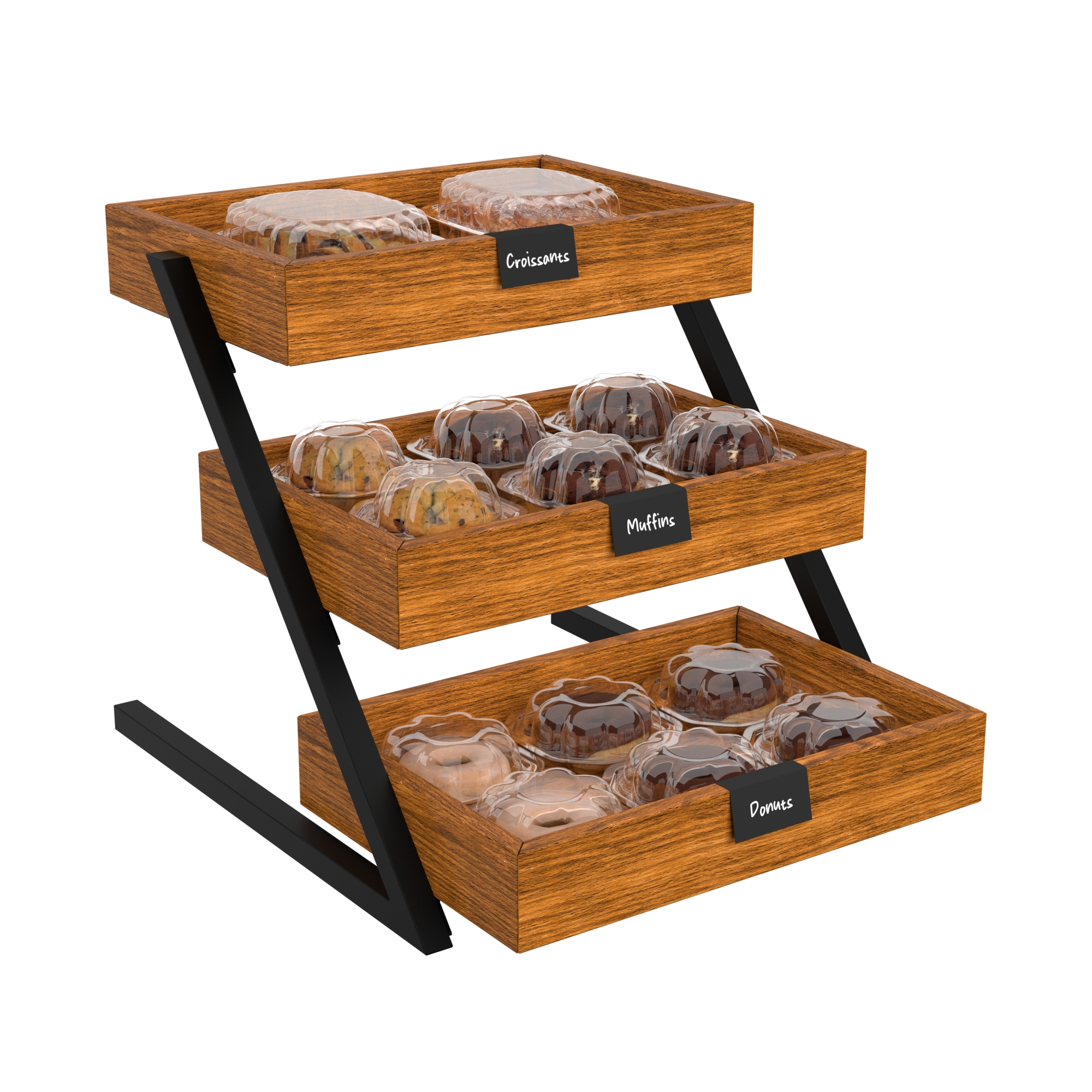 16.5 in. 3 Tiered Wooden Staircase Display Case KMSDW3ST, product image 5 of 9