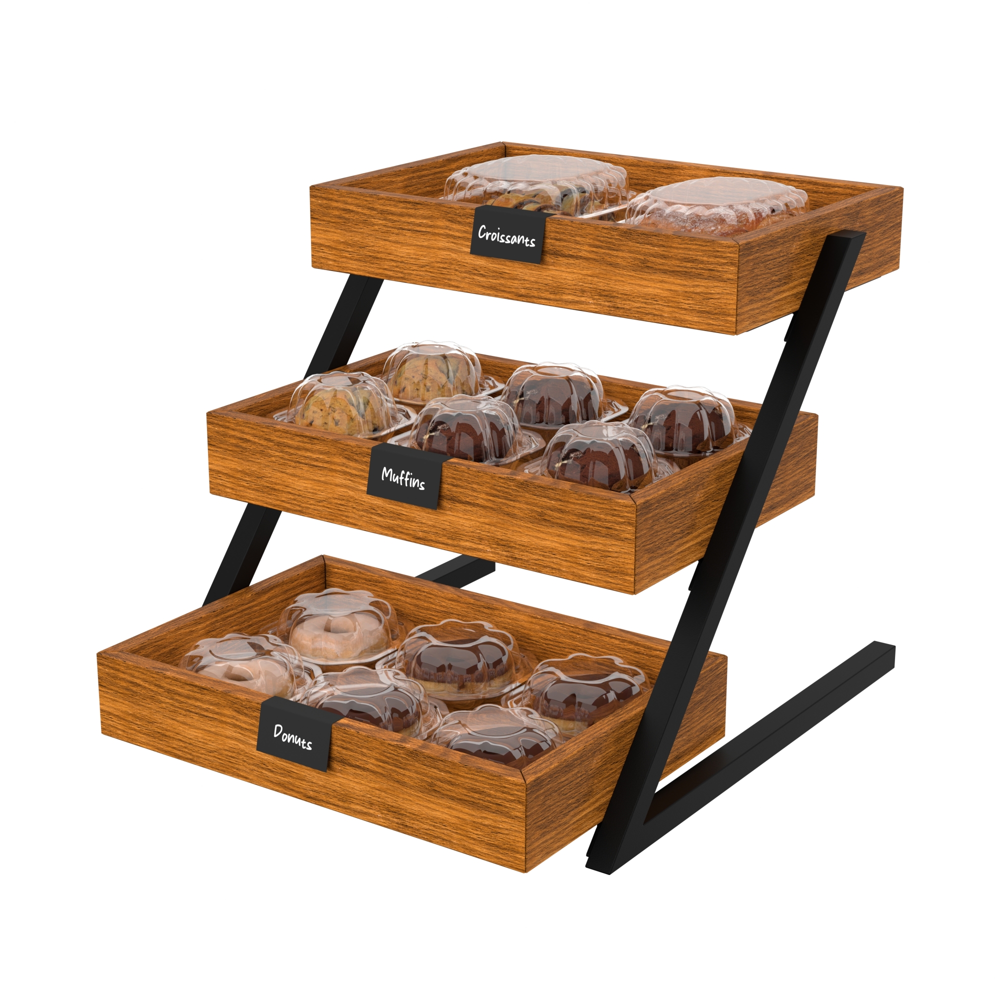16.5 in. 3 Tiered Wooden Staircase Display Case KMSDW3ST, product image 6 of 9