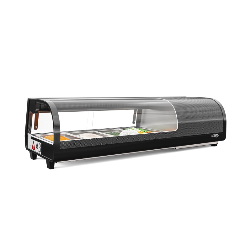 46 in. Glass Sushi Countertop Display Refrigerator with 4 Stainless Steel Trays in Black KMSR46BK