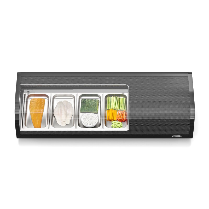 46 in. Glass Sushi Countertop Display Refrigerator with 4 Stainless Steel Trays in Black KMSR46BK, product image 2 of 8