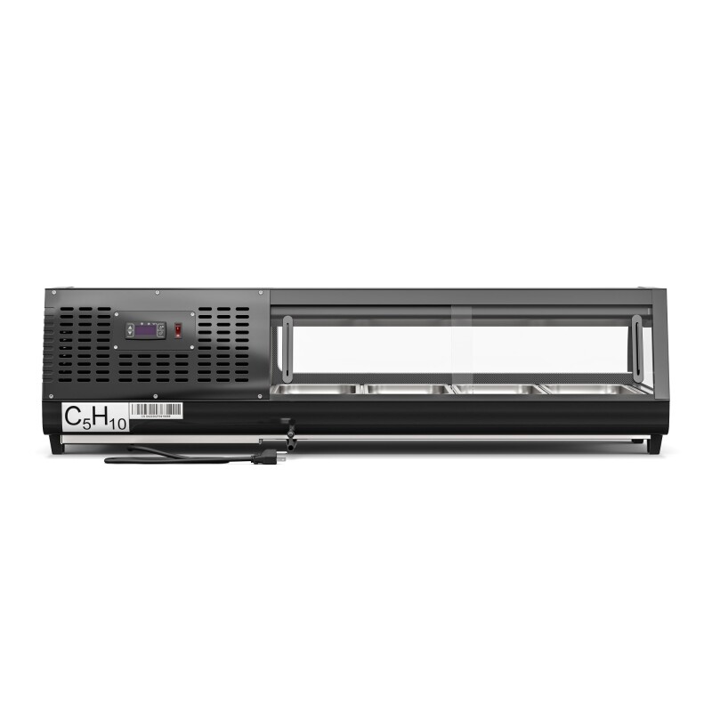 46 in. Glass Sushi Countertop Display Refrigerator with 4 Stainless Steel Trays in Black KMSR46BK, product image 5 of 8