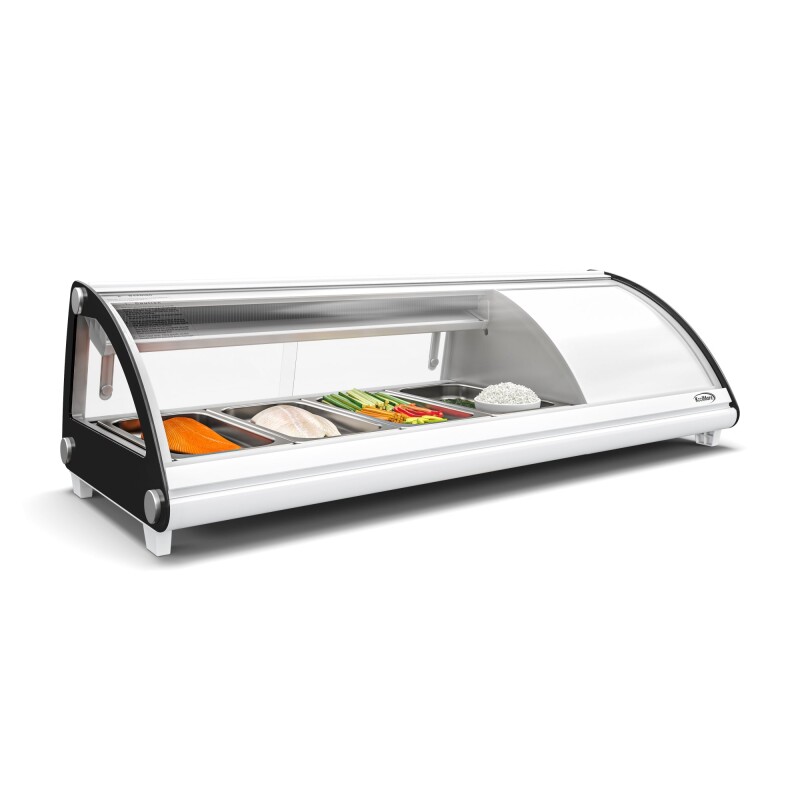 46 in. Glass Sushi Countertop Display Refrigerator with 4 Stainless Steel Trays in White KMSR46WH