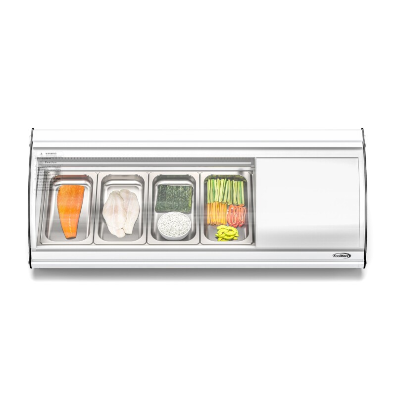 46 in. Glass Sushi Countertop Display Refrigerator with 4 Stainless Steel Trays in White KMSR46WH, product image 2 of 9